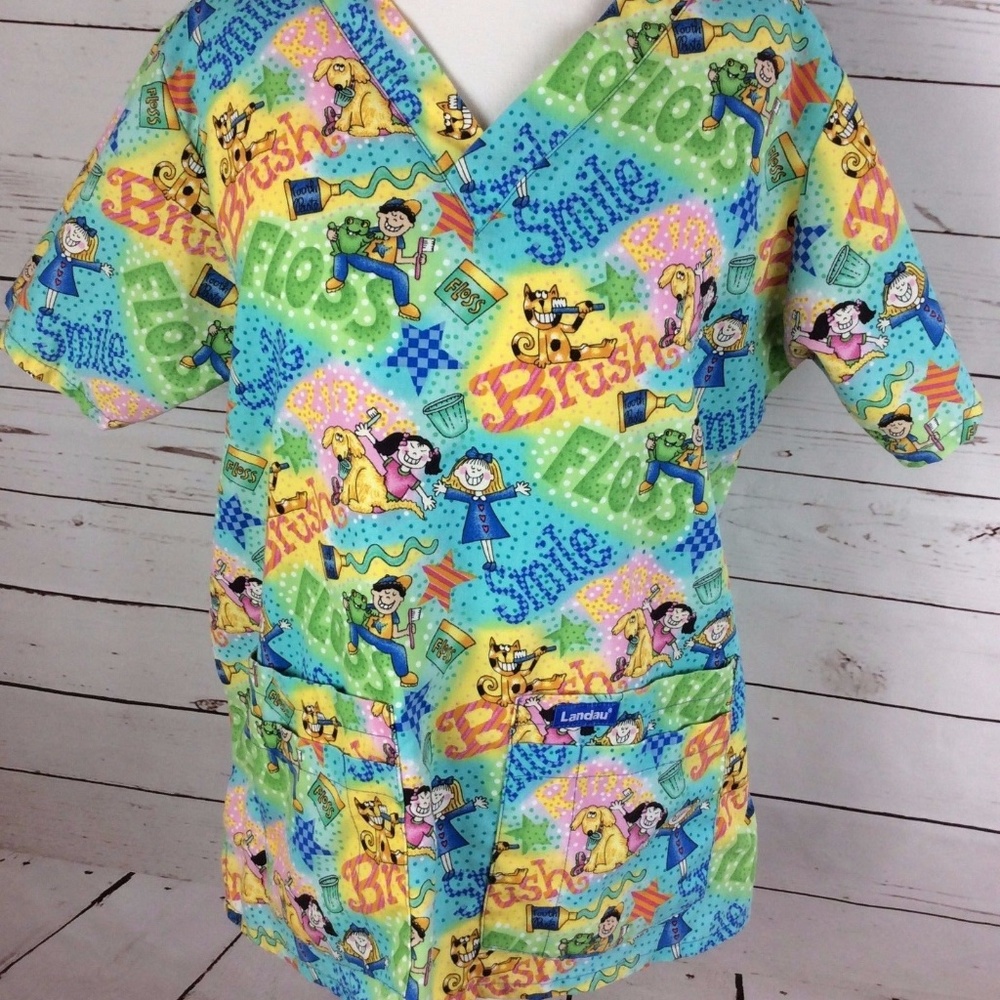 Landau Womens Scrub Top Size Medium